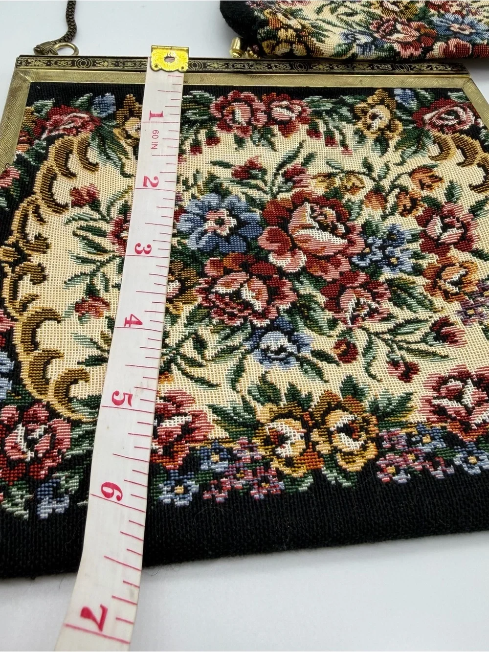 Vintage Victorian Floral Tapestry Kisslock Purse Set
